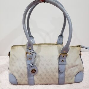 Elegant Cream and Blue Handbag